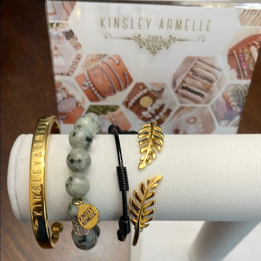Kinsley Armelle Gold and Black Bracelet Set (4 Bracelets)